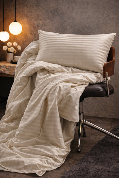 Komplet pościeli U-tek satyna King Size  Boston Ivory Beige Stripe KPB1IBS zdjęcia 4