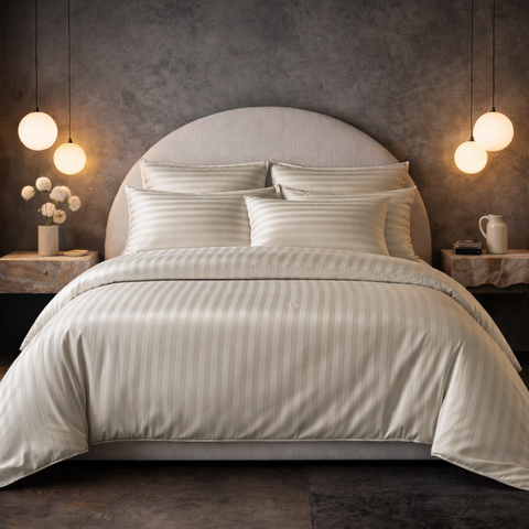Komplet pościeli U-tek satyna King Size  Boston Ivory Beige Stripe KPB1IBS zdjęcia 1