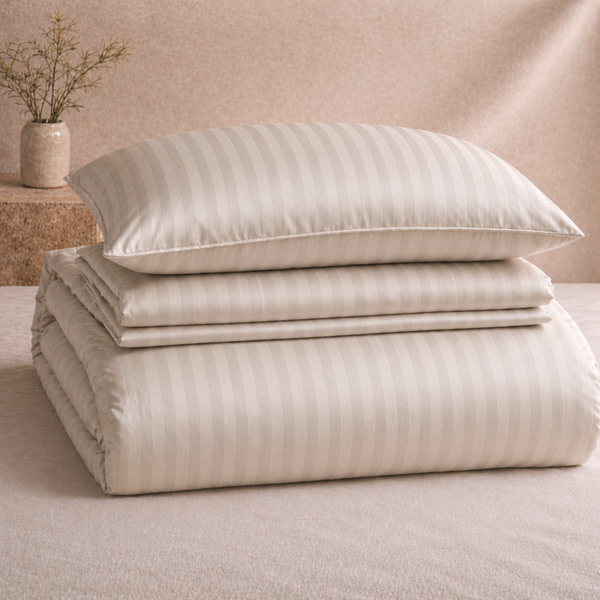Komplet pościeli U-tek satyna King Size  Boston Ivory Beige Stripe KPB1IBS zdjęcia 2
