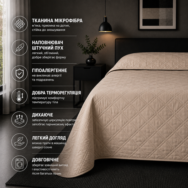 Aquastop Bedspread U-tek 210х240 Blush Pink & Cappuccino QBBPC58 photos 4