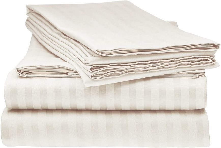 Простыня  натяжная Сатин 80x190 Boston Ivory Beige Stripe BEISF819 фото