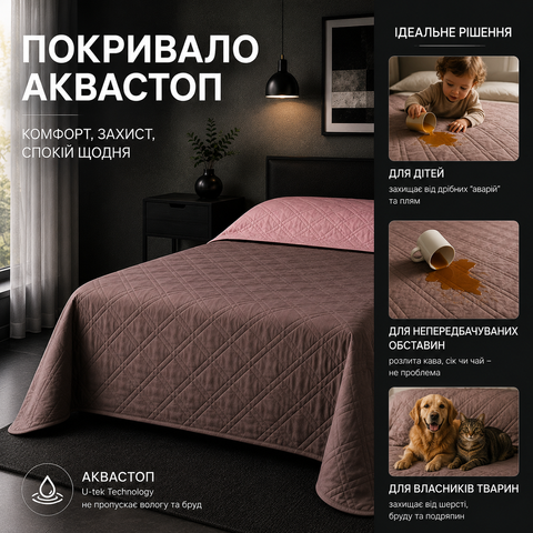 Покривало Аквастоп U-tek 130х210 Blush Pink & Brown QBBPB1321 фото