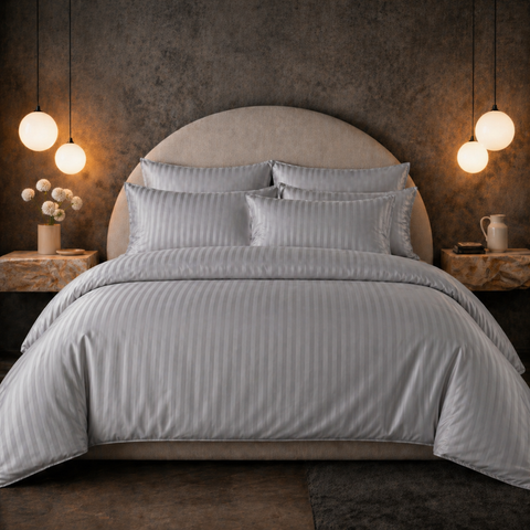 Komplet pościeli U-tek satyna King Size  Boston Soft Grey Stripe KPB1SGS zdjęcia 1